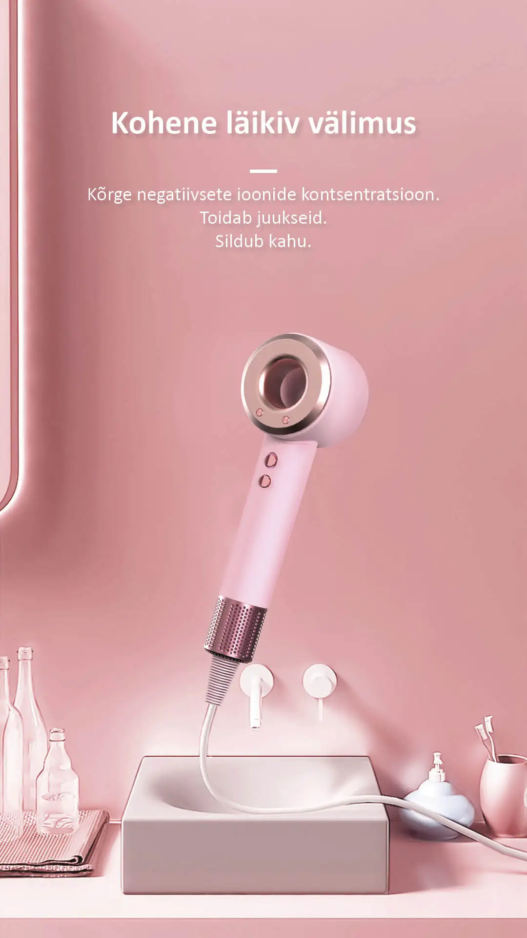 Koheselt läikivad juuksed Daiwall G5 1400W ionisatsiooniga fööniga.